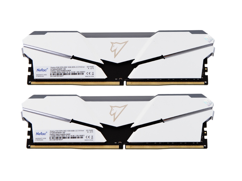 фото Модуль памяти netac shadow ddr4 dimm 3600mhz pc28800 cl16 - 16gb kit (2x8gb) ntsrd4p36dp-16s