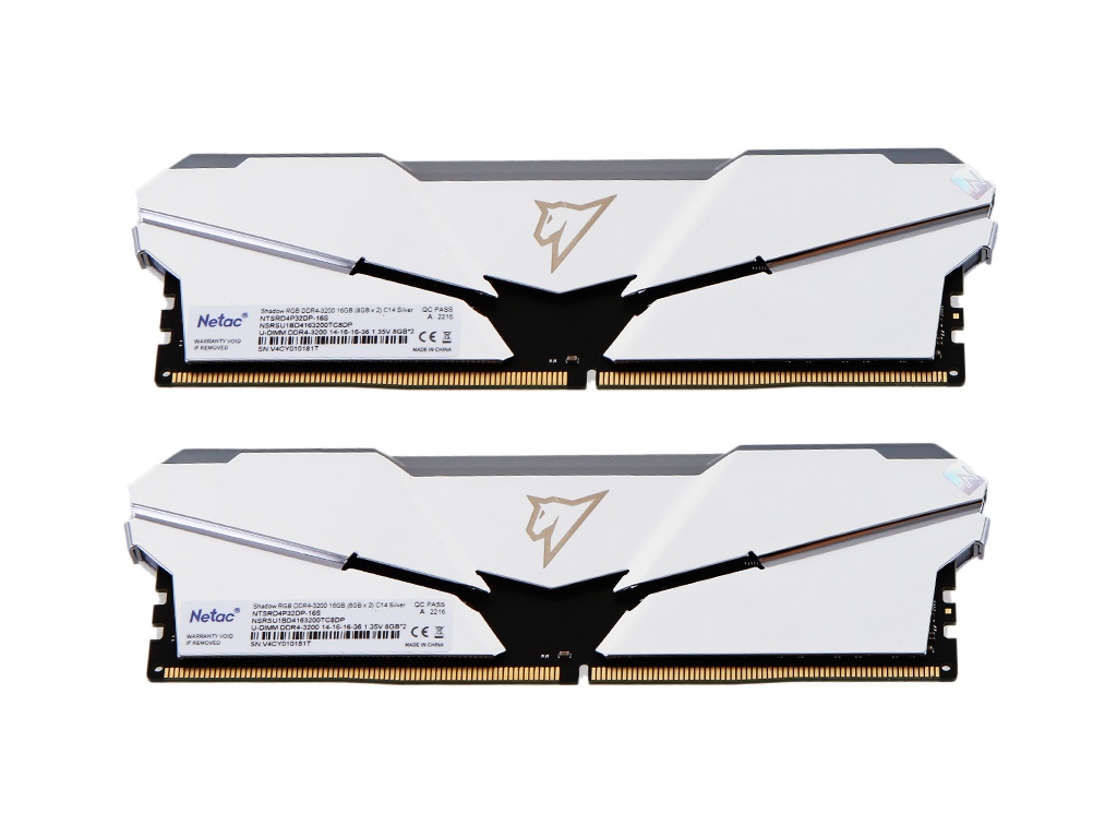 фото Модуль памяти netac shadow ddr4 dimm 3200mhz pc25600 cl14 - 16gb kit (2x8gb) ntsrd4p32dp-16s