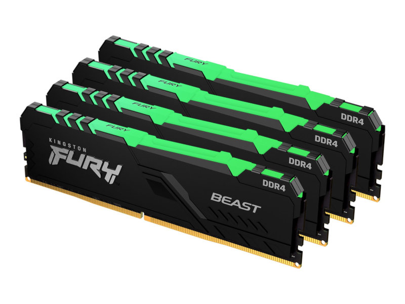 

Модуль памяти Kingston Fury Beast Black RGB DDR4 DIMM 3200MHz PC25600 CL16 - 128Gb KIT (4x32Gb) KF432C16BBAK4/128, KF432C16BBAK4/128