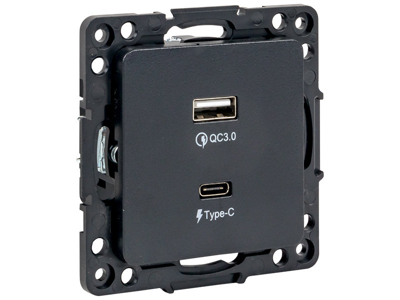 

Розетка EKF Proxima Стокгольм 2xUSB Black EZR-2USB-type-C, EZR-2USB-type-C