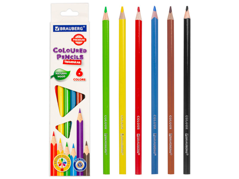 

Карандаши цветные Brauberg Premium 6 цветов 181650, 181650