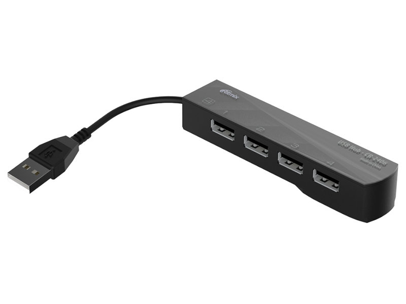 Хаб USB Ritmix CR-2406 USB 4-ports Black цифровые рекордеры ritmix rr 880 16gb black
