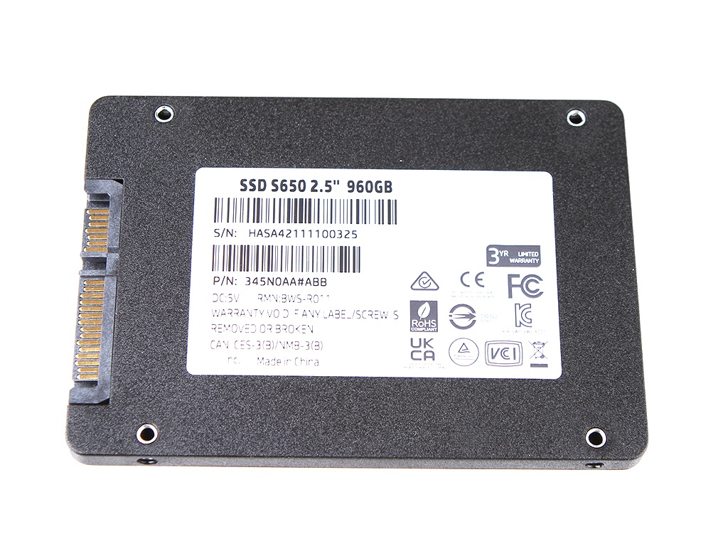 

Твердотельный накопитель HP S650 Series 960Gb 345N0AA#ABB, 345N0AA#ABB