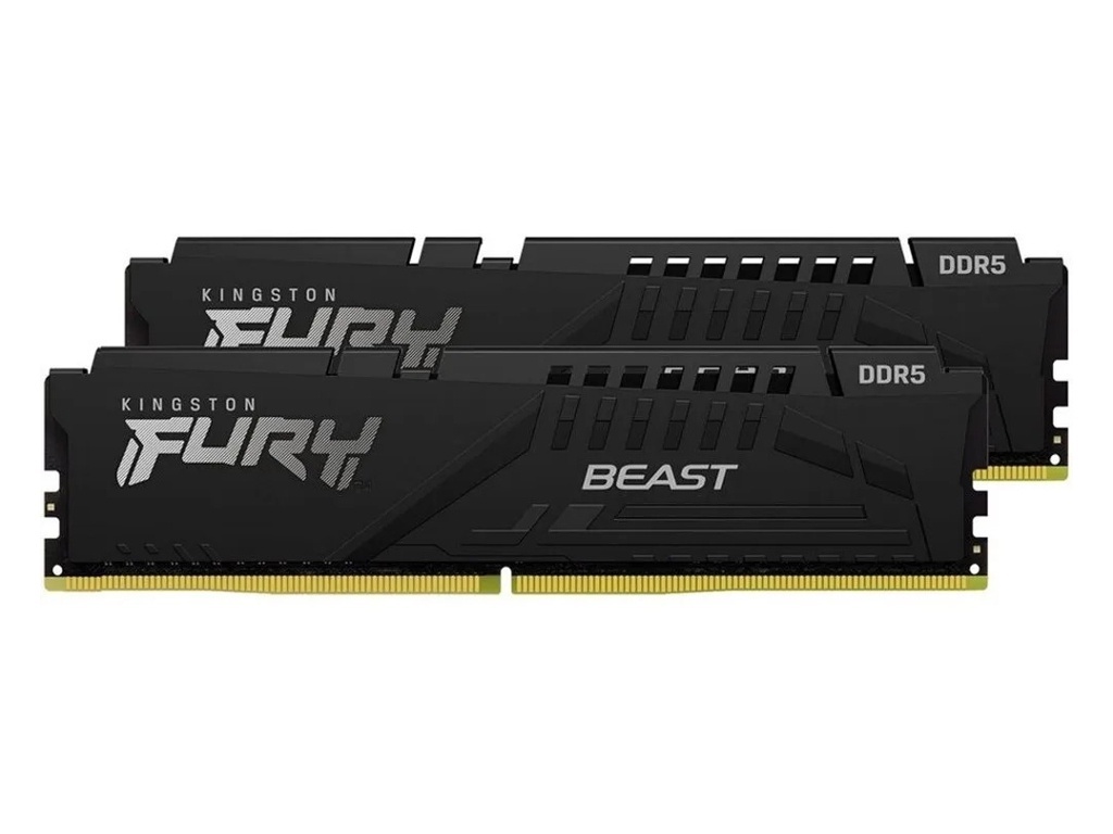 Модуль памяти Kingston Fury Beast Black DDR5 DIMM 5600MHz PC-44800 CL40 - 64Gb Kit (2x32Gb) KF556C40BBK2-64 модуль памяти kingston fury beast white ddr5 dimm 5600mhz pc 44800 cl40 32gb kit 2x16 kf556c40bwk2 32