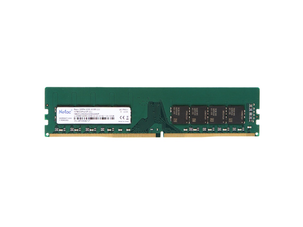 фото Модуль памяти netac ddr4 dimm 3200mhz pc25600 c22 - 32gb ntbsd4p32sp-32j