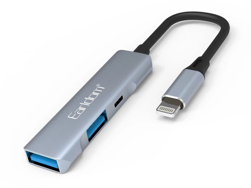 Хаб USB Earldom ET-HUB11 2xUSB 3.0/Lightning/MicroSD Grey 0L-00055093