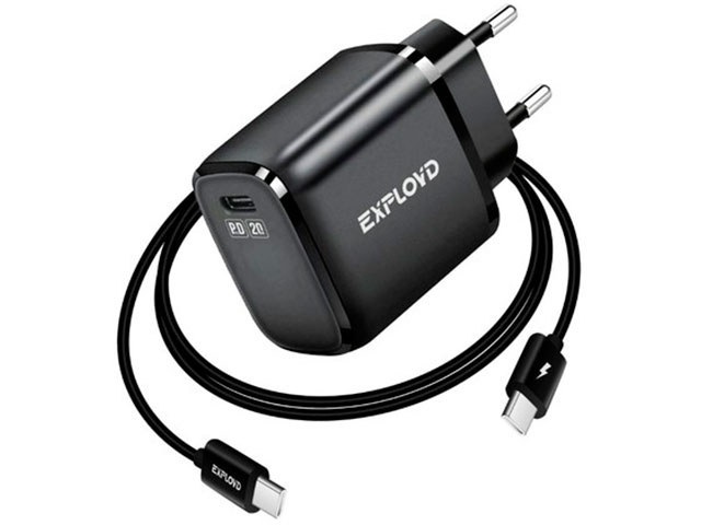 

Зарядное устройство Exployd Type-C - Type-C PD 3A 20W Black EX-Z-1375, EX-Z-1375