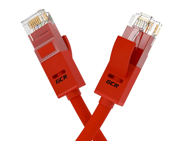 фото Сетевой кабель gcr utp 24awg cat.5e rj45 t568b 0.15m red gcr-lnc04-0.15m