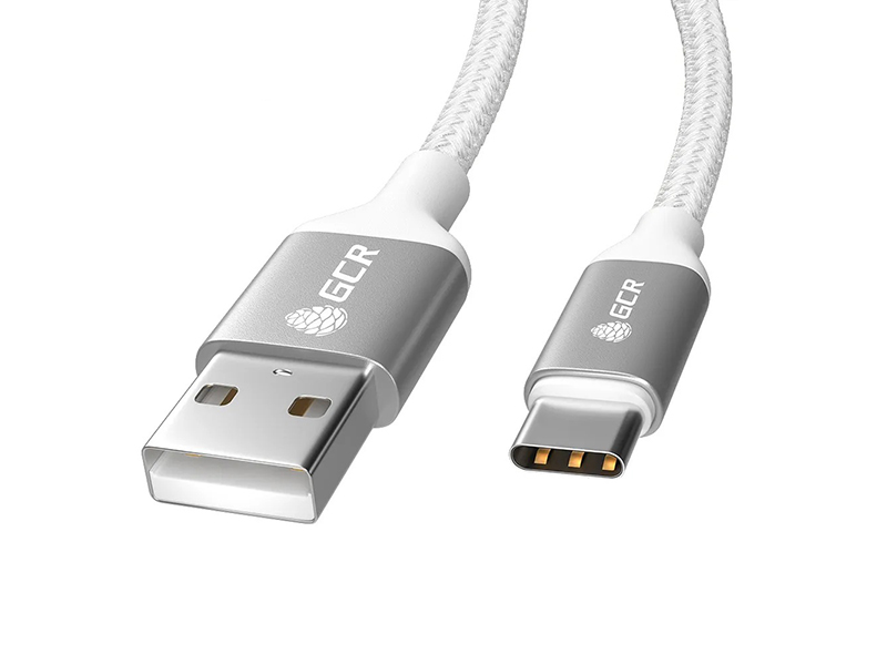 

Аксессуар GCR QC USB - USB Type-C 1.0m White-Silver GCR-52507, GCR-52507