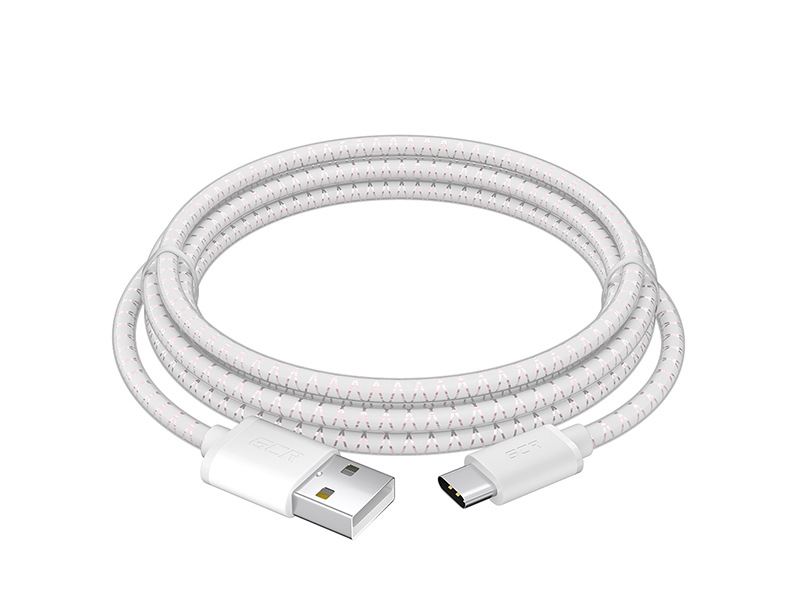 

Аксессуар GCR USB Type-C 1.5m White-Pink GCR-54487, GCR-54487