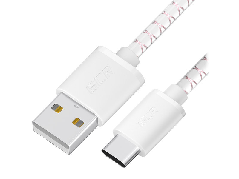

Аксессуар GCR USB Type-C 1.0m White-Pink GCR-54486, GCR-54486