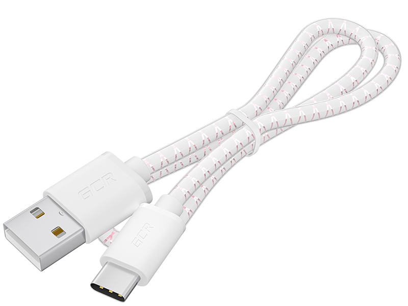 

Аксессуар GCR USB Type-C 0.5m White-Pink GCR-54485, GCR-54485