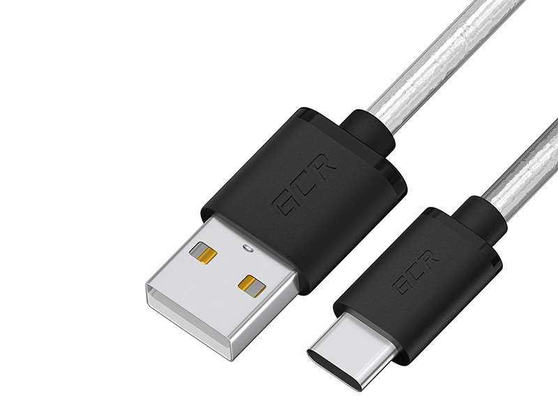 

Аксессуар GCR USB Type-C 0.5m Transparent-Black GCR-54482, GCR-54482