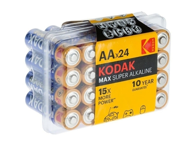 Батарейка AA - Kodak LR6/24BOX Max Super Alkaline (24 штуки) батарейка aa kodak lr6 24box max super alkaline 24 штуки