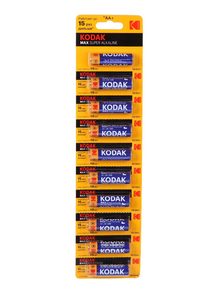 

Батарейка AA - Kodak LR6/10BL Max Super Alkaline (10 штук), KD LR6/10BL MAX