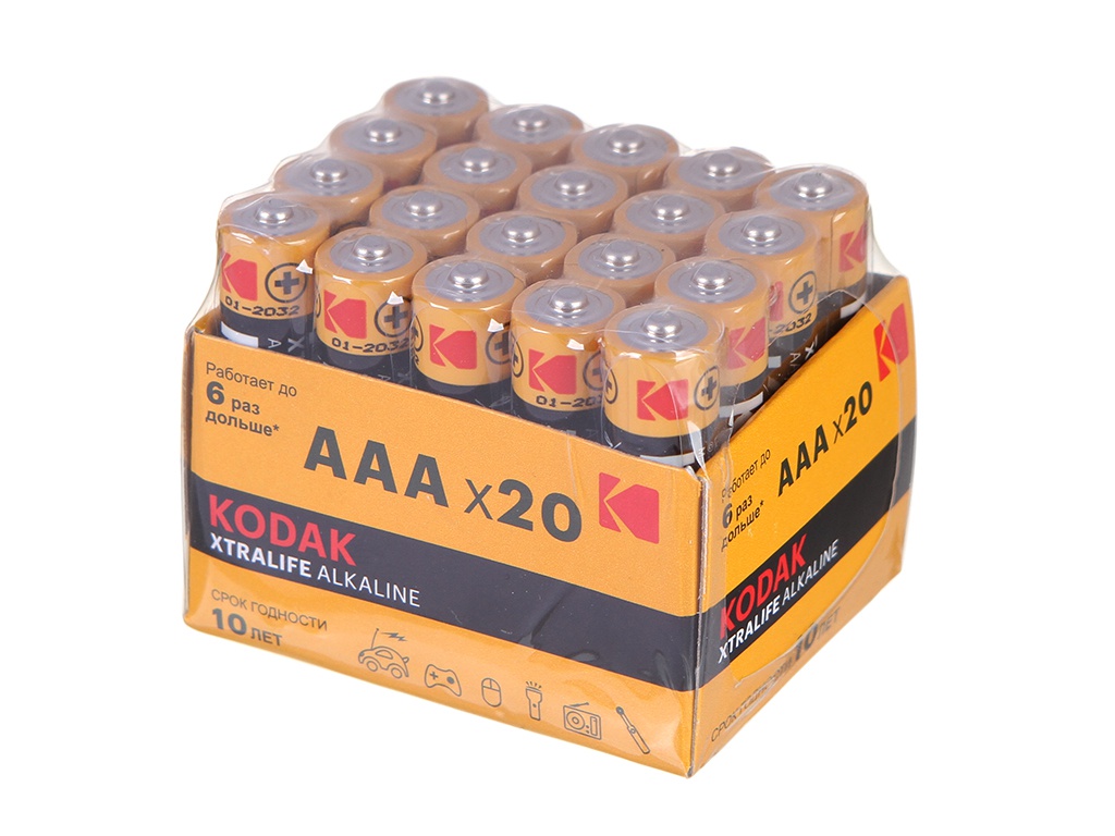 

Батарейка AAA - Kodak LR03/20BOX Xtralife Alkaline (20 штук), KD LR03/20BOX