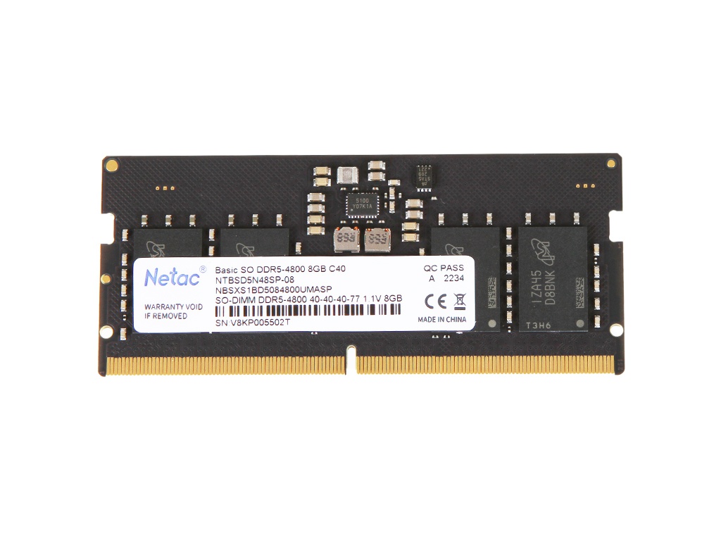 фото Модуль памяти netac ddr5 so-dimm 4800mhz pc38400 cl40 - 8gb ntbsd5n48sp-08