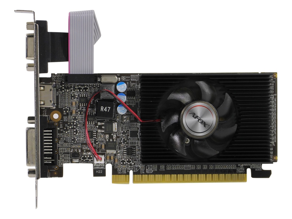 Видеокарта Afox GeForce GT 610 810Mhz PCI 3.0 2048Mb 1330Mhz 64 bit DVI-D HDMI VGA AF610-2048D3L7-V6 afox geforce gt 610 2gb ddr3 af610 2048d3l7 v8
