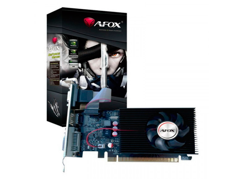 фото Видеокарта afox geforce gt 610 lp 1gb 810mhz pci-e 1024mb 1330mhz 64-bit dvi hdmi vga single fan retail pack af610-1024d3l7-v5