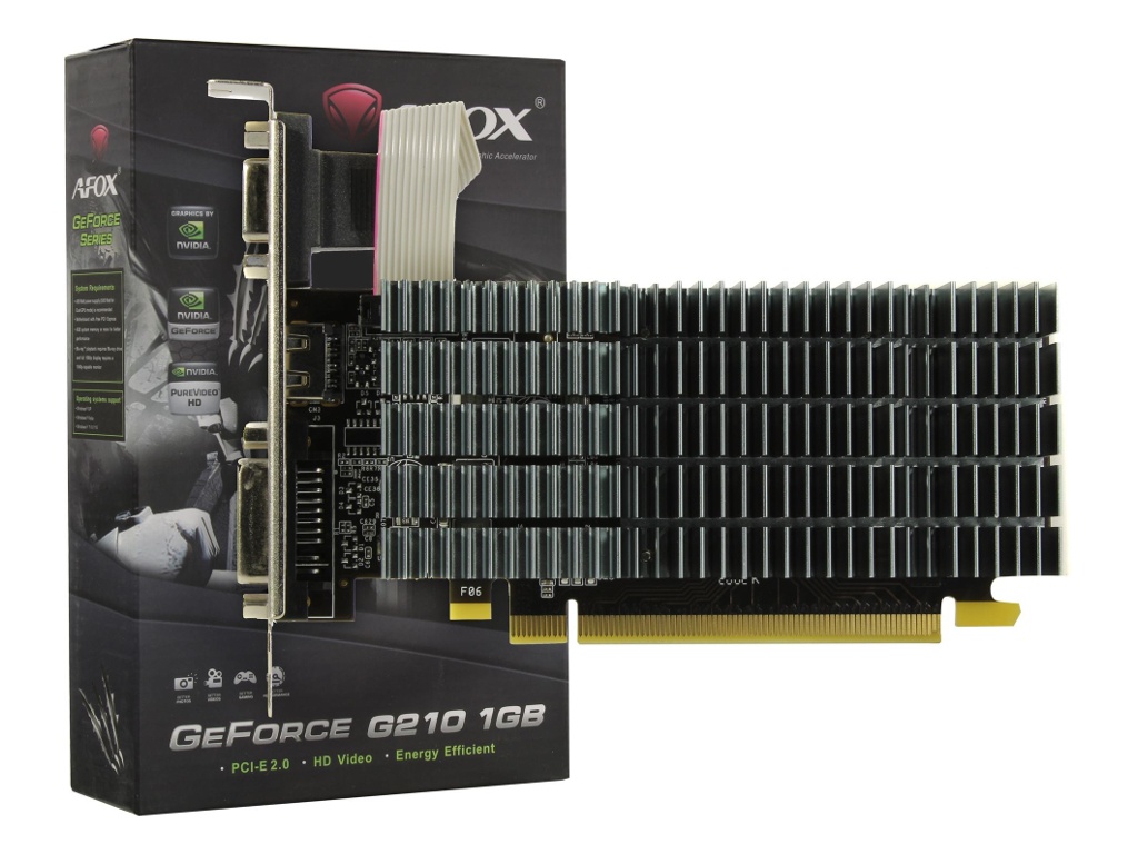  Afox G210 1GB 533MHz PCI-E 1024Mb 1200MHz 64-bit VGA DVI HDMI AF210-1024D2LG2