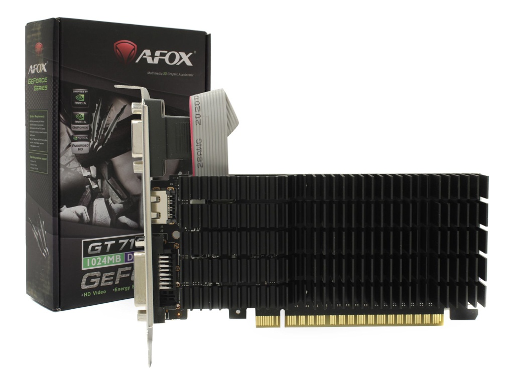 фото Видеокарта afox geforce gt710 954mhz pci-e 1024mb 1600mhz 64 bit vga dvi hdmi af710-1024d3l5