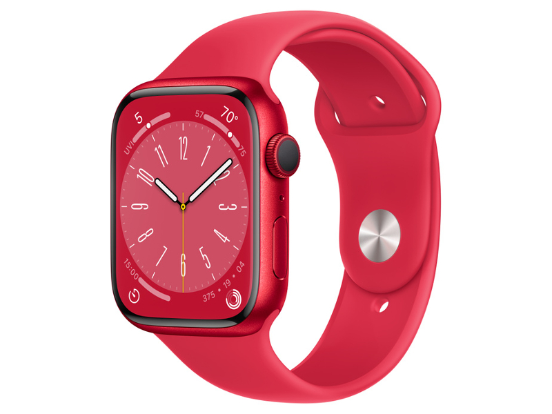 

Умные часы APPLE Watch Series 8 GPS 45mm Product Red Aluminum Case with Red Sport Band - S/M MNUR3, APPLE Watch Series 8 GPS 45mm