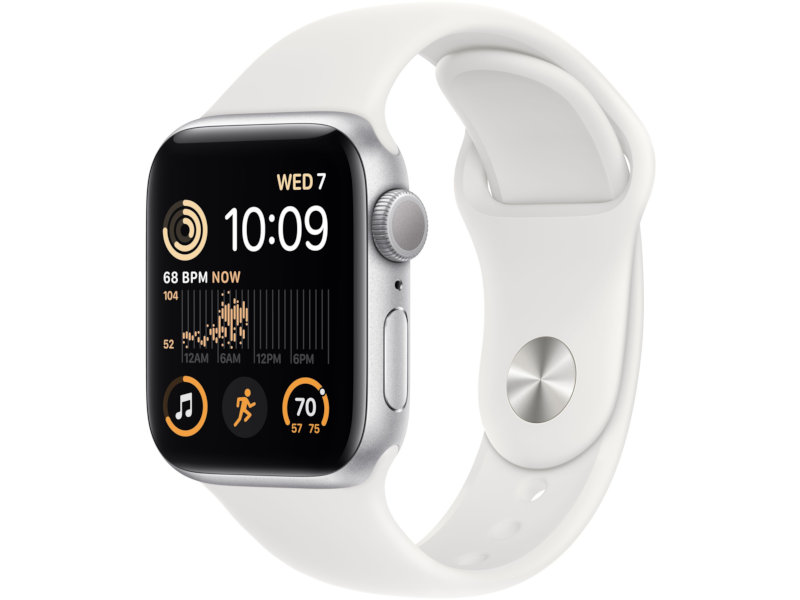 фото Умные часы apple watch se gps 40mm silver aluminum case with white sport band - s/m