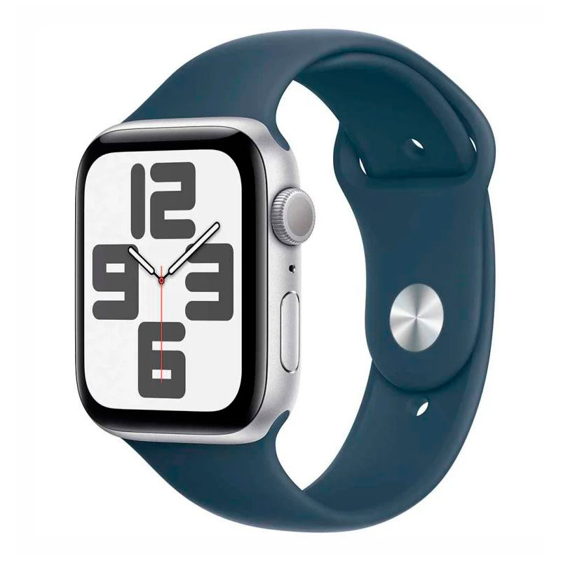 Умные часы APPLE Watch SE GPS 44mm Silver Aluminium Case with Blue Sport Band спортивный ремешок guardi sport band для apple watch 38 40 мм серо синий alaskan blue