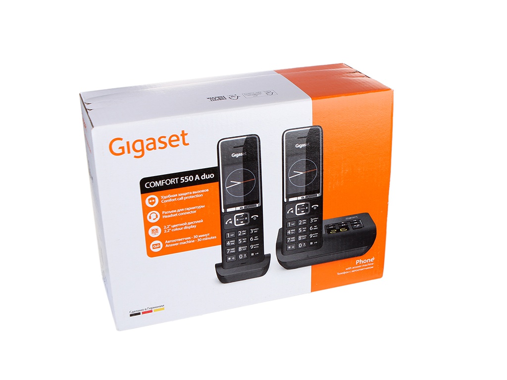 Радиотелефон Gigaset Comfort 550A Duo RUS Black радиотелефон gigaset a170 aqua blue s30852 h2812 d202