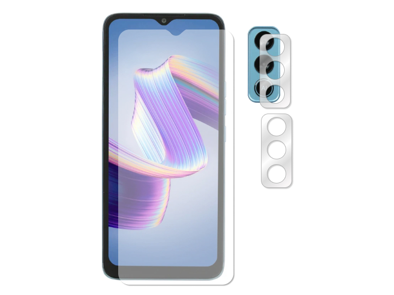 

Гибридное защитное стекло Krutoff для Tecno Pop 5 + защита камеры 2шт 270382, Tecno Pop 5
