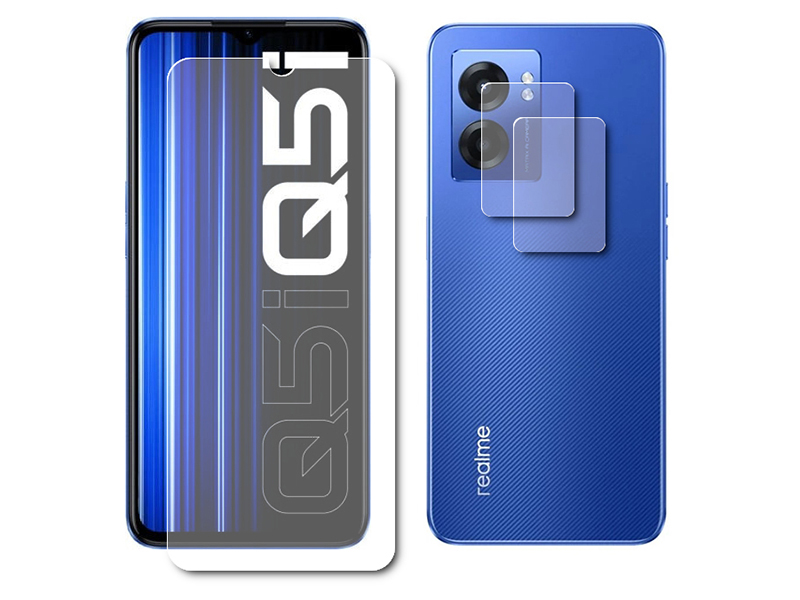 

Гибридное защитное стекло Krutoff для Realme Q5i + защита камеры 2шт 270558, Realme Q5i