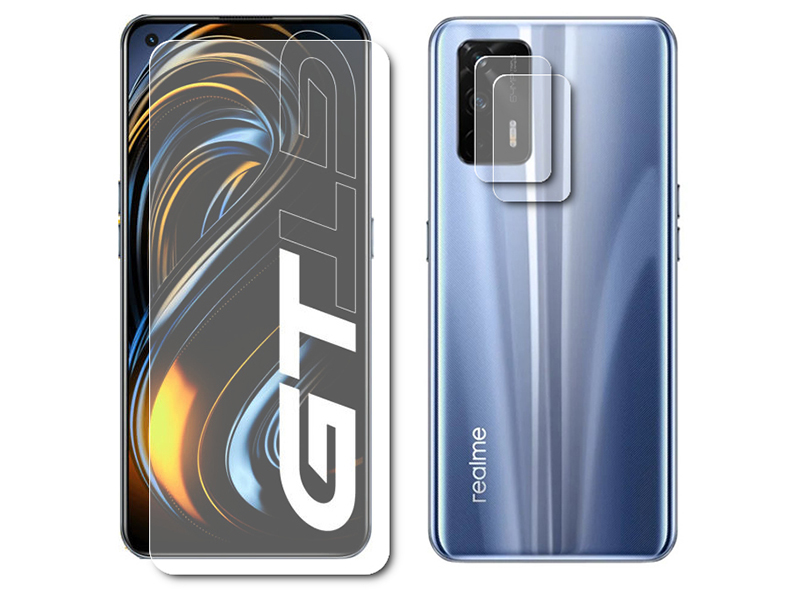 

Гибридное защитное стекло Krutoff для Realme GT + защита камеры 2шт 270549, Realme GT