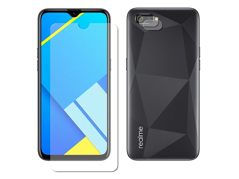 

Гибридное защитное стекло Krutoff для Realme C2 + защита камеры 2шт 270543, Realme C2