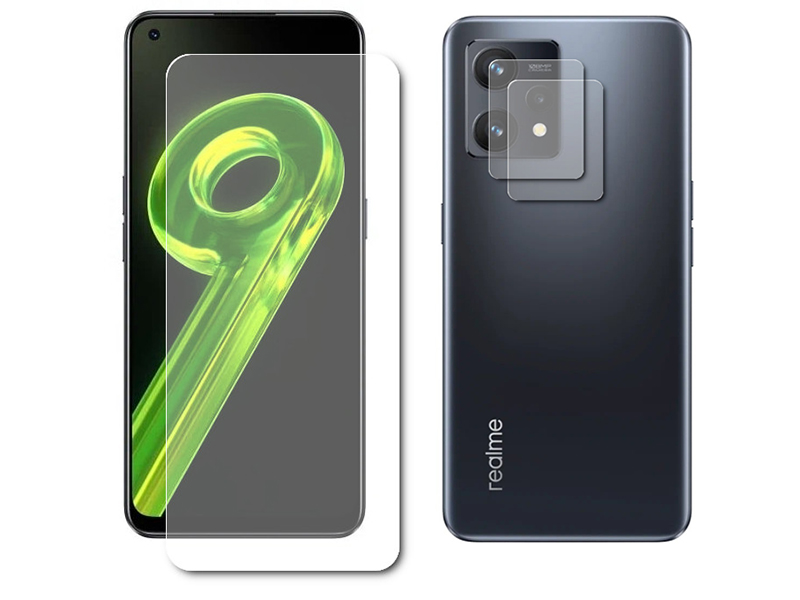 

Гибридное защитное стекло Krutoff для Realme 9 5G + защита камеры 2шт 270536, Realme 9 5G