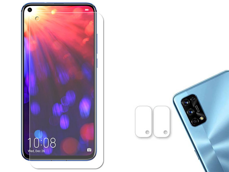 

Гибридное защитное стекло Krutoff для Realme 7 Pro + защита камеры 2шт 270531, Realme 7 Pro
