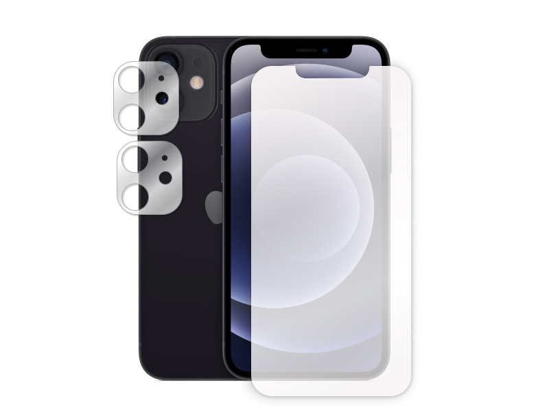 

Гибридное защитное стекло Krutoff для APPLE iPhone 12 Mini + защита камеры 2шт 269587, APPLE iPhone 12 Mini