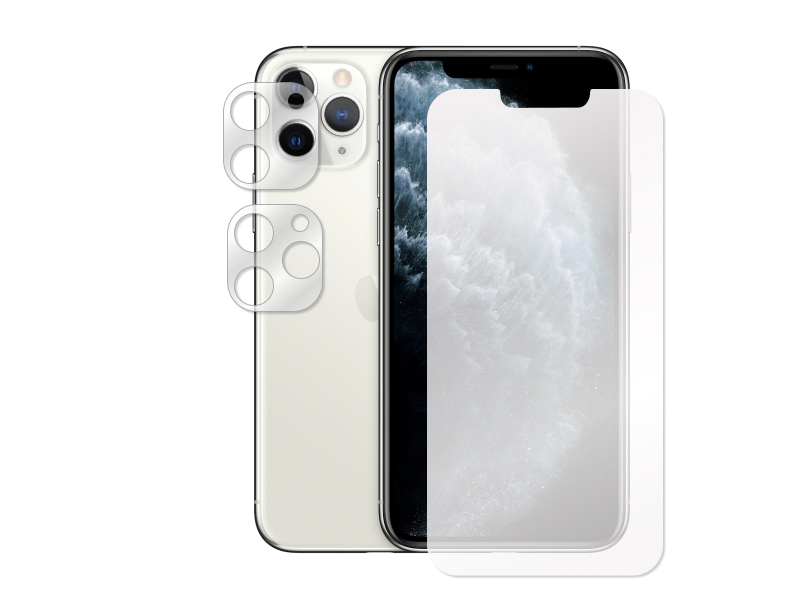 

Гибридное защитное стекло Krutoff для APPLE iPhone 11 Pro + защита камеры 2шт 269646, APPLE iPhone 11 Pro