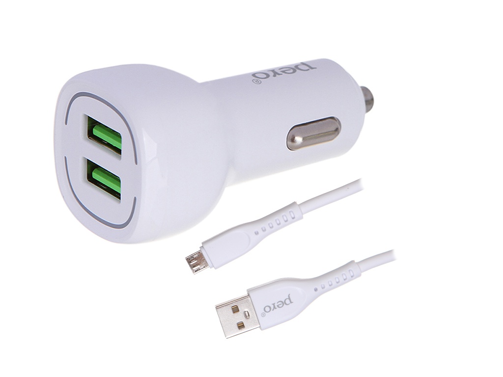 

Зарядное устройство Pero 2xUSB 2.4A с кабелем Micro USB White AC04MCW, AС04MCW