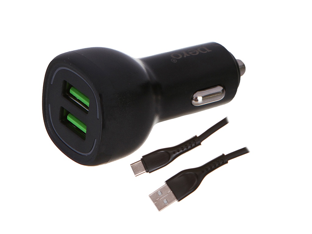 

Зарядное устройство Pero 2xUSB 2.4A с кабелем Type-C Black AC04TCB, AС04TCB