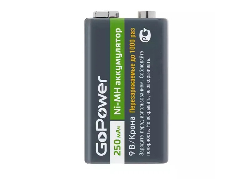 фото Аккумулятор gopower 6f22 bl1 ni-mh 9v 250mah 00-00017020