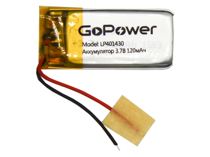 

Аккумулятор GoPower Li-Pol LP401430 PK1 3.7V 120mAh 00-00019591, 00-00019591