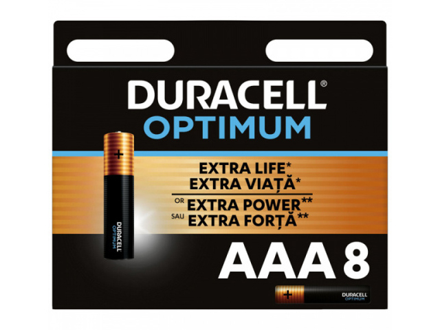 

Батарейка AAA - Duracell Optimum DR LR03/8BL OP (8 штук), DR LR03/8BL OP