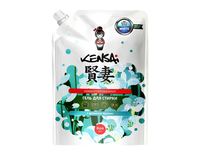 фото Средство гель для стирки белого белья kensai с ароматом фрезии 800ml 320315