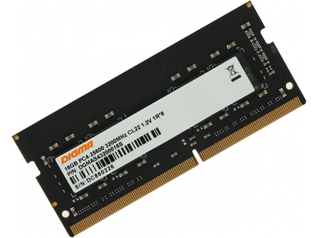 фото Модуль памяти digma ddr4 so-dimm 3200mhz pc25600 cl22 - 16gb dgmas43200016s