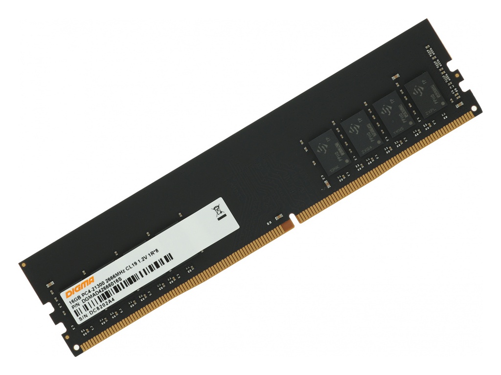 Модуль памяти Digma DDR4 DIMM 3200Mhz PC4-25600 CL22 - 8Gb DGMAD43200008S модуль памяти ddr4 8gb netac ntsdd4p32sp 08r shadow pc4 25600 3200mhz cl16 радиатор red 1 35v
