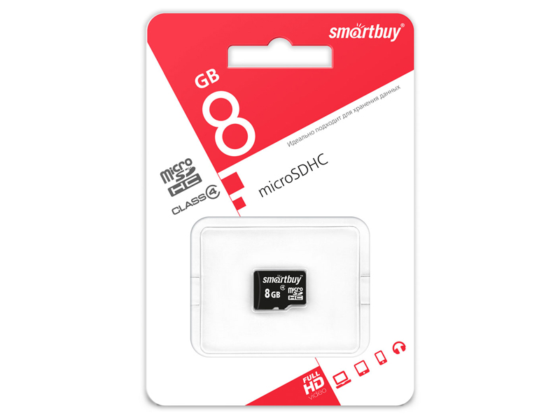 фото Карта памяти 8gb - smartbuy micro secure digital hc class 4 sb8gbsdcl4-00