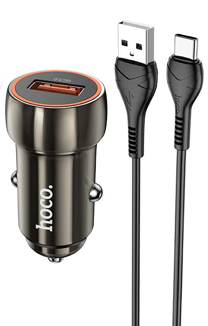 

Зарядное устройство Hoco Z46 USB 3.0A QC3.0 + кабель USB Type-C Metal Grey 6931474770318, Z46