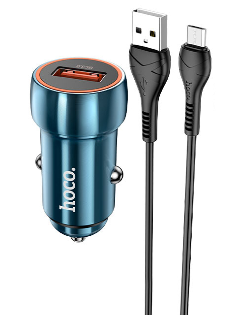 

Зарядное устройство Hoco Z46 USB 3.0A QC3.0 + кабель microUSB Sapphire Blue 6931474770301, Z46
