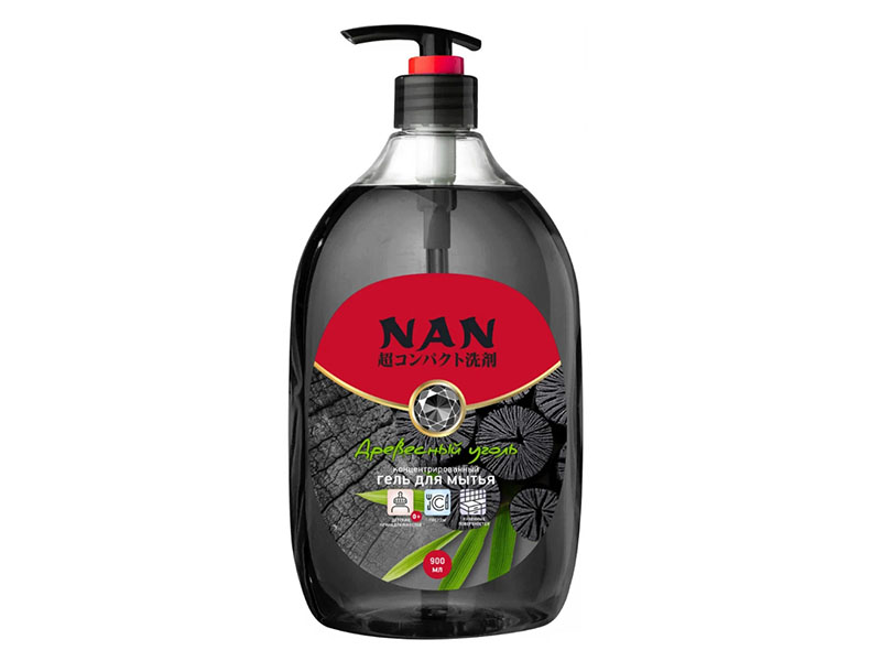 

Гель для мытья посуды Nan Древесный уголь 900ml 320582, 320582