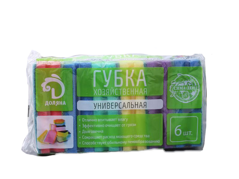 

Губка для мытья посуды Доляна Генеральная уборка 12x6x4cm 6шт 2582742, 2582742